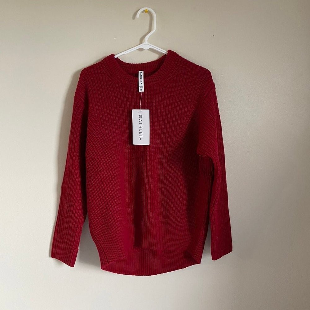 NWT Athleta Crew Neck Sweater S - Red